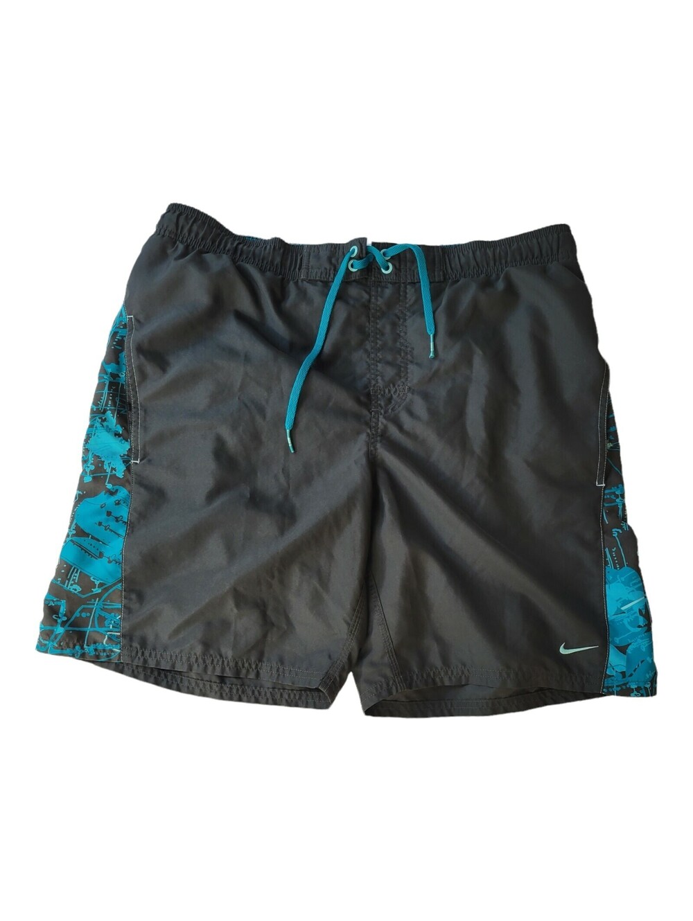 Nike Men's Mesh Lined Drawstring Swim Trunks Black/Blue Size M Medium